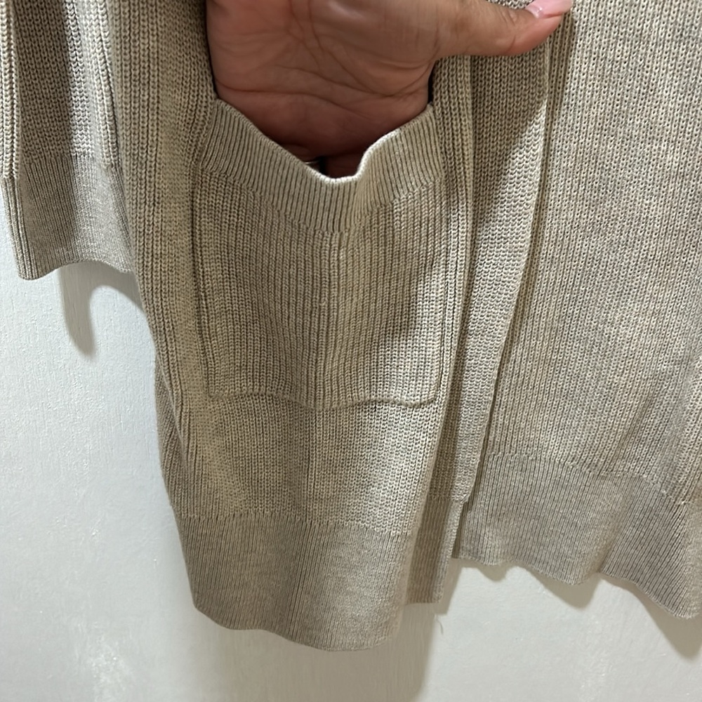 B.P WOMENS OPEN FRONT LONG LINE CARDIGAN BEIGE Sz MD - Picture 8 of 8